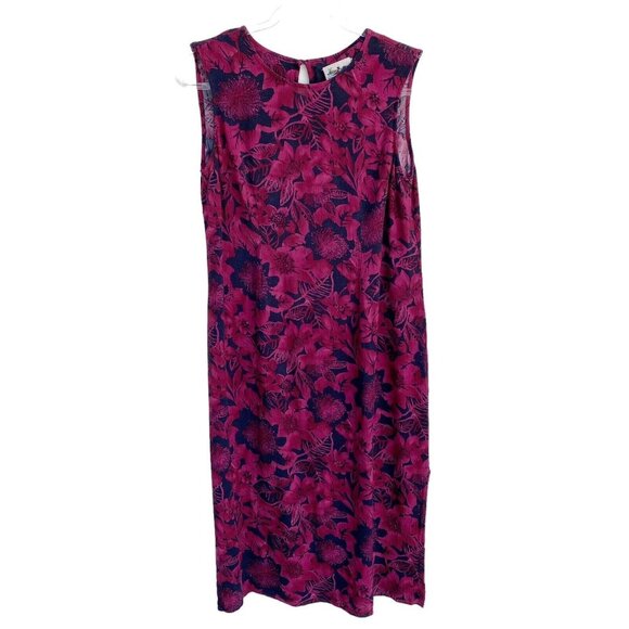 Vintage Northern Reflections Floral Midi Dress – 90s Y2K Burgundy – Size 12 - Picture 10 of 13